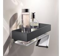KEUCO Panier de douche Edition 11 11159130000 – chrome noir brossé, raclette en verre