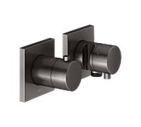 KEUCO Edition 11 set de robinetterie thermostatique 51153351232 pour 3 consommateurs, avec raccord de tuyau et support de douche, noir titane brossé