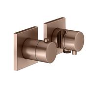 KEUCO EDITION 11 Set de robinetterie thermostatique encastrée pour 2 consommateurs avec raccord de flexible et support de douche, 51153291222, Couleur: rouge or brossÃ©
