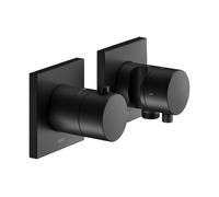 Keuco Edition 11 thermostat de douche 51153371222 noir mat, installation encastrée, 2 Verbraucher , avec coude de raccordement mural et support de douche