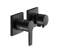 KEUCO EDITION 11 Set mitigeur monocommande encastré pour 2 consommateurs avec raccord de flexible et support de douche, 51151371222, Couleur: Noir Mat