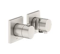 Keuco Edition 11 thermostat de douche 51153051232 nickel brossé, 3 Verbraucher , installation encastrée, avec coude mural et support de douche