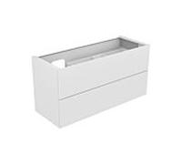 KEUCO EDITION 11 Meuble sous-lavabo pour lavabos encastrables, 2 tiroirs à casseroles, position du lavabo à gauche, avec éclairage LED, 1400x700x535mm, 31268380100, Corps/Avant: Vernis structuré blanc