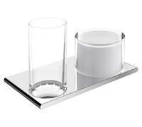 Keuco Edition 400 - Distributeur de savon et verre avec support, verre/chrome 11553019000
