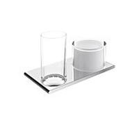 Keuco Edition 400 double support 11553139000 chrome noir brossé, pour distributeur de verre et de lotion