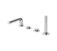 KEUCO EDITION 400 mitigeur de bain à 4 trous bord de baignoire, hauteur 89mm, saillie 220mm, 51530130200, Couleur: Chrome noir brossé