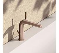 KEUCO EDITION 400 Mitigeur monocommandé pour lavabo 150, avec garniture d'écoulement, saillie 153mm, 51502290000, Couleur: rouge or brossÃ©