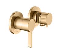 KEUCO EDITION 400 Set de mitigeur monocommande encastré 2 voies avec raccord de flexible et support de douche, 51551251221, Couleur: Laiton brossé