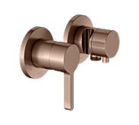 KEUCO EDITION 400 Set de mitigeur monocommande encastré 2 voies avec raccord de flexible et support de douche, 51551291221, Couleur: rouge or brossÃ©