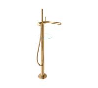 KEUCO Edition 400 mitigeur de bain 51527250100 sur pied, avec flexible de douche et douchette, laiton brossé
