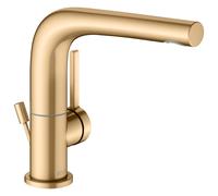 KEUCO EDITION 400 Mitigeur monocommandé pour lavabo 150, orientable, avec garniture d'écoulement, 51505250000, Couleur: Laiton brossé