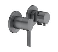 KEUCO EDITION 400 Set de mitigeur monocommande encastré 2 voies avec raccord de flexible et support de douche, 51551131221, Couleur: Chrome noir brossé