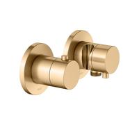 KEUCO EDITION 400 Set de robinetterie thermostatique encastré 2 voies avec raccord de flexible et support de douche, 51553251221, Couleur: Laiton brossé