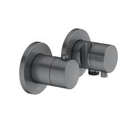 KEUCO EDITION 400 Set de robinetterie thermostatique encastré 2 voies avec raccord de flexible et support de douche, 51553131221, Couleur: Chrome noir brossé