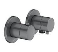 Keuco Edition 400 thermostat de douche 51553011121 chrome noir brossé, pour 2 Verbraucher , avec coude de raccordement mural