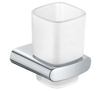 Keuco Elegance - Gobelet brosse à dent et dentifrice avec support, verre dépoli/chrome 11650019000