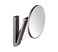 KEUCO iLook_move miroir cosmétique 17612359002 rond, grossissement 5x, beleuchtet , avec panneau de commande, modèle mural, noir titane brossé