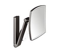 KEUCO iLook_move miroir cosmétique 17613359002 carré, grossissement 5x, beleuchtet , avec panneau de commande, modèle mural, noir titane brossé