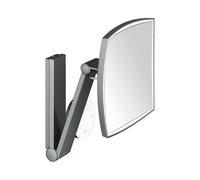 KEUCO iLook_move Miroir de soins de beauté, éclairé, angulaire, couleur de lumière réglable sur plusieurs niveaux, panneau de commande en verre, 17613139002, Couleur: Chrome noir brossé
