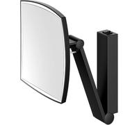 Keuco iLook_Move Miroir grossissant avec éclairage, carré, 20x20 cm, 5X, Fabriqué en Allemagne, métal Noir Mat, avec Interrupteur Aller-Retour, encastré