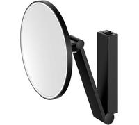 Keuco iLook_Move Miroirs grossissants avec éclairage, Ronds, Ø20 cm, Noir | Grossissement 5 fois, avec interrupteur aller-retour, encastré, Made in Germany