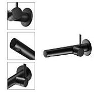 Keuco IXMO Black Selection mitigeur lavabo 59516371101 Saillie 219 mm, noir mat, montage mural, rosace ronde