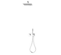 Keuco IXMO Ensemble de douche 8 59653010802 carré, mitigeur thermostatique avec flexible de douche et douche de tête, chromé