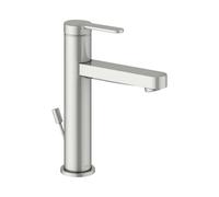KEUCO IXMO Flat Mitigeur monocommandé pour lavabo 130, avec vidage à tirette, saillie 124mm, 59501063001, Couleur: acier inoxydable