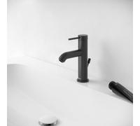 KEUCO Mitigeur monocommandé IXMO Soft pour lavabo – vidage à tirette, saillie 129 mm, Noir Mat