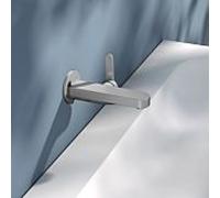 KEUCO IXMO Mitigeur monocommande de lavabo plat 59516210301 saillie 165 mm, finition inox, montage mural, rosace ronde
