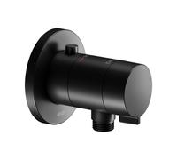 KEUCO IXMO Mitigeur thermostatique de douche encastré avec raccord de flexible, rosace ronde, 59554370001, Couleur: Noir Mat