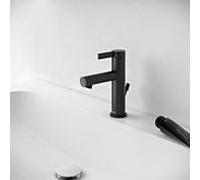 KEUCO Mitigeur de lavabo IXMO Pure 100 – noir mat – vidage à tirette, saillie 110 mm