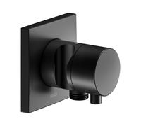 KEUCO IXMO robinet d'arrêt encastré, 1 consommateur avec raccord de flexible et support de douche avec poignée Comfort, rosace carrée, 59541371202, Couleur: Noir Mat