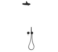 KEUCO IXMO Set de douche 3 Mitigeur monocommandé, 2 consommateurs avec support de douche et pomme de douche, rosace ronde, 59651370301, Couleur: Noir Mat
