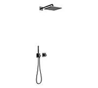 Keuco IXMO set de douche 59602370002 avec robinetterie thermostatique, pour 2 Verbraucher , support de douche/douche de tête, carré, noir mat