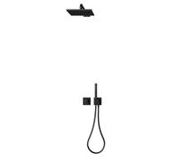 KEUCO IXMO Set de douche 8 Robinetterie thermostatique, 2 consommateurs avec support de douche et pomme de douche, rosace carrée, 59653370802, Couleur: Noir Mat