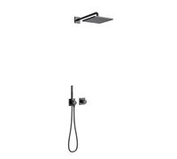 Keuco IXMO - Set de douche avec thermostat à encastrer, 25x25 cm, noir mat 59602370002