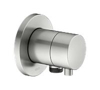KEUCO IXMO robinet d'arrêt encastré pour 1 consommateur avec raccord de flexible avec poignée Comfort, rosace ronde, 59541211101, Couleur: acier inoxydable
