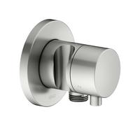 KEUCO IXMO Vanne d'inversion à encastrer 3 consommateurs, raccord de flexible, poignée Comfort et support de douche, sans arrêt, rosace ronde, 59548061201, Couleur: acier inoxydable
