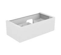 KEUCO EDITION 11 Meuble sous-lavabo pour lavabos encastrables, 1 tiroir frontal, position du lavabo à droite, avec éclairage LED, 1050x350x535mm, 31254280100, Corps/Avant: Laque Cashmere satinée / Ver