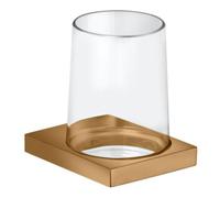 Keuco Edition 11 - Gobelet à brosse à dents et dentifrice avec support, verre / bronze brossé 11150039000