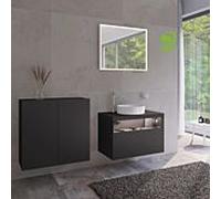 Keuco Meuble central Stageline 32812970000 80 x 78,2 x 36 cm, décor vulcanite, verre vulcanite finition satinée, 2 portes