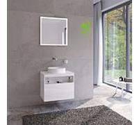 Keuco meuble sous-lavabo Stageline 32853300000 65 x 55 x 49 cm, décor blanc , verre blanc clair, sans électricité