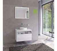 Keuco meuble sous-lavabo Stageline 32863300000 80 x 55 x 49 cm, décor blanc , verre blanc clair, sans électricité