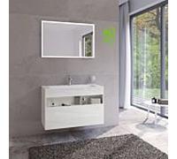 Keuco meuble sous-lavabo Stageline 32872300000 100 x 62,5 x 49 cm, décor blanc , verre blanc clair, sans électricité