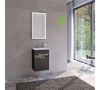 Keuco Meuble sous-vasque Stageline 32822970101 décor vulcanite, verre vulcanite satiné, 46x62,5x38cm, avec électricité, gauche