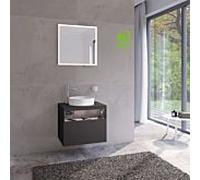 Keuco Meuble sous-vasque Stageline 32854970100 65 x 55 x 49 cm, décor vulcanite, verre vulcanite finition satinée, avec électricité, avec trou pour robinet