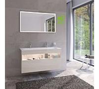 Keuco Meuble sous-vasque Stageline 32882180100 120 x 62,5 x 49 cm, décor cachemire, verre clair cachemire, avec électronique
