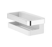 Keuco Moll panier de douche 24 cm avec insert en plastique, chromé/blanc | Fabriqué en Allemagne, avec vis et chevilles, tablette de douche à percer