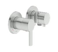 Keuco Plan Blue mitigeur de douche 53951071221 finition acier inoxydable, pour 2 Verbraucher , avec coude de raccordement mural et support de douche